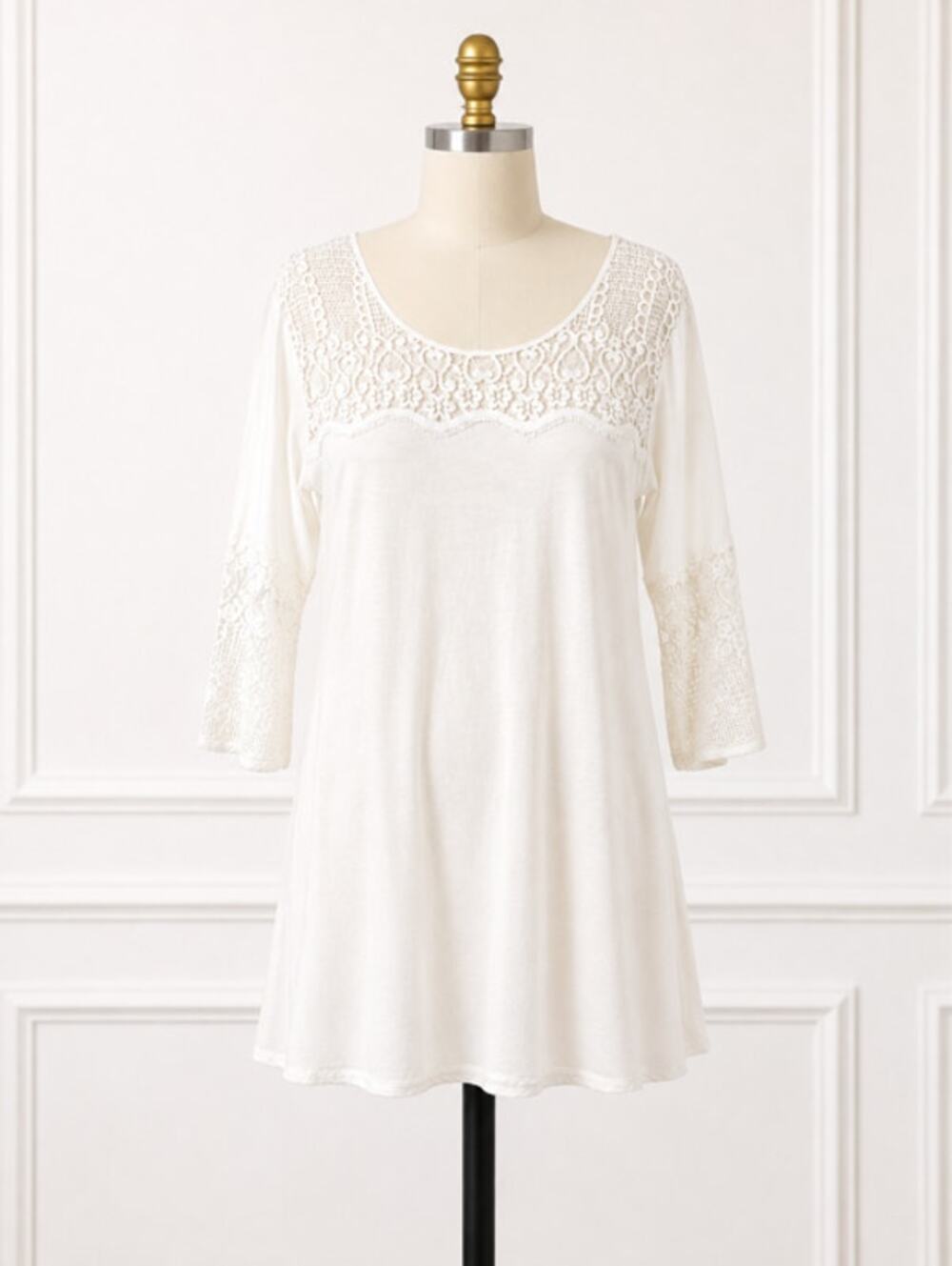 Claire Pettibone Bleu Clair White Cotton Lace Feminine Romantic Nightgown Large